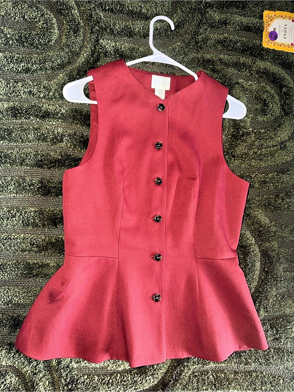H&M Peplum Waistcoat Sleeveless Peplum Top Pink Medium